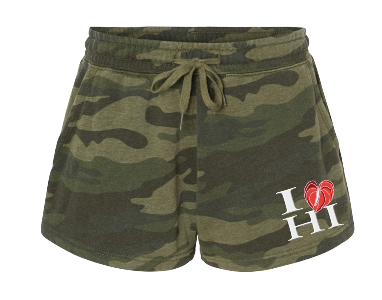 Womens Shorts I❤️HI (Green)