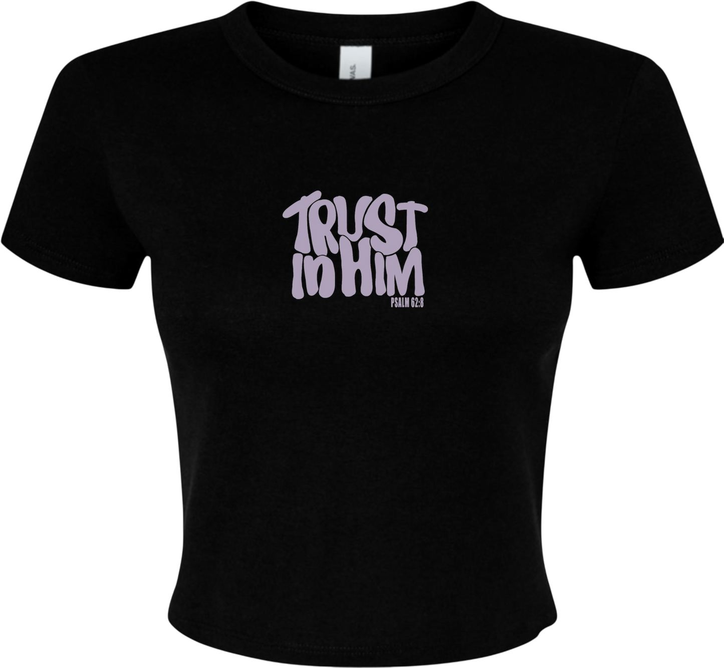 TRUST IN HIM Micro Rib Baby Tee (Black) Puff Ink