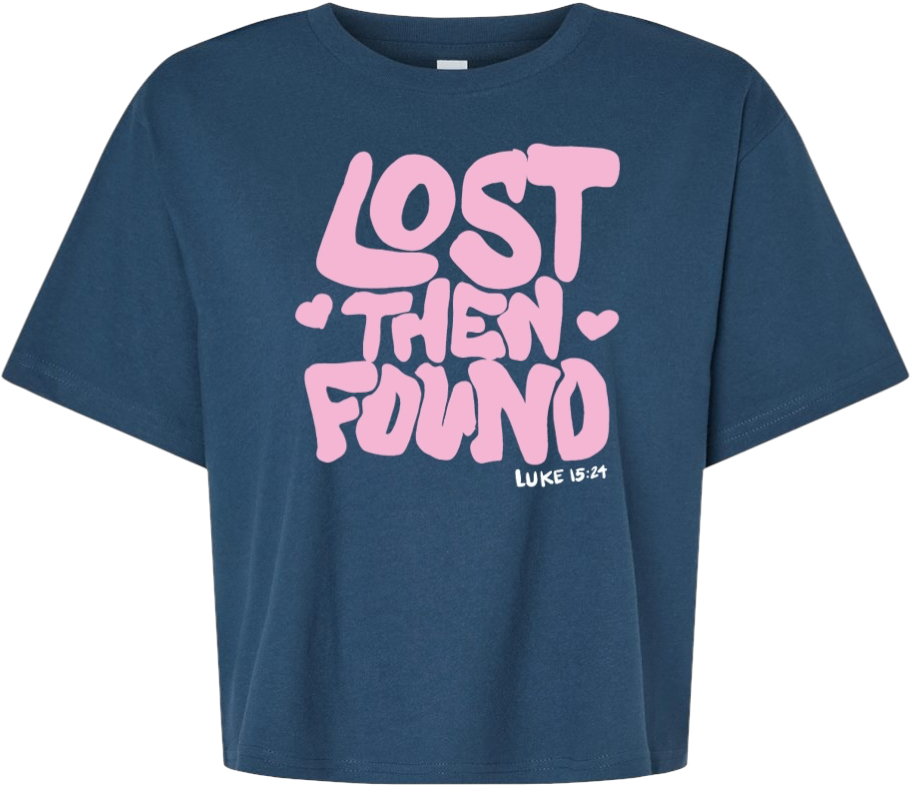 LOST THEN FOUND Jersey boxy Tee PUFF paint logo (Sea Blue)