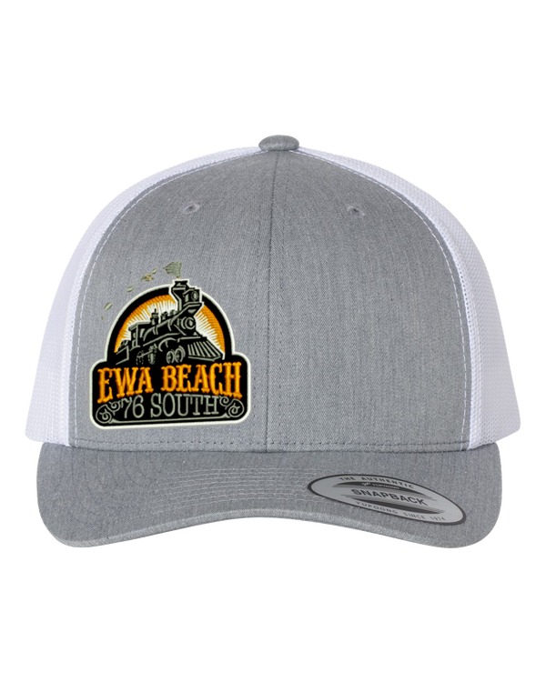 EWA BEACH Trucker snapback w/ Embroidered Logo (Heather Gray / White)