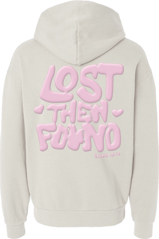 LOST THEN FOUND Premium Midweight hoodie PUFF paint logo (Ivory)