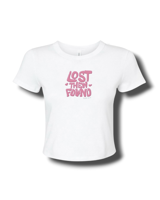 LOST THEN FOUND Baby Tee (White)