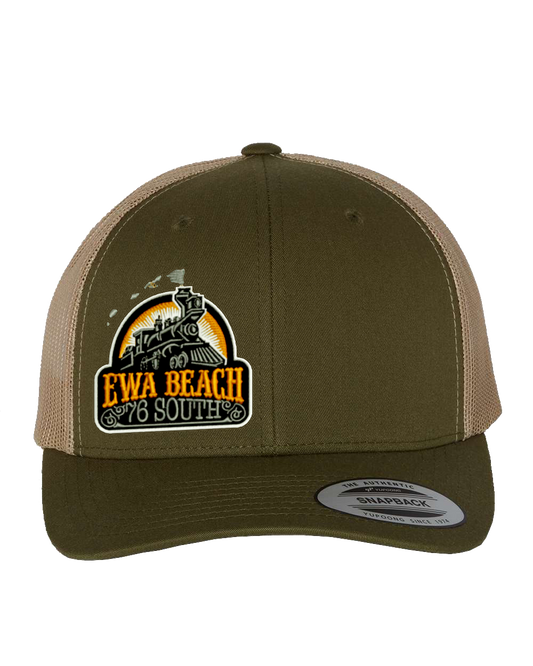 Retro Trucker hat with Embroidered Logo (Moss/Khaki)