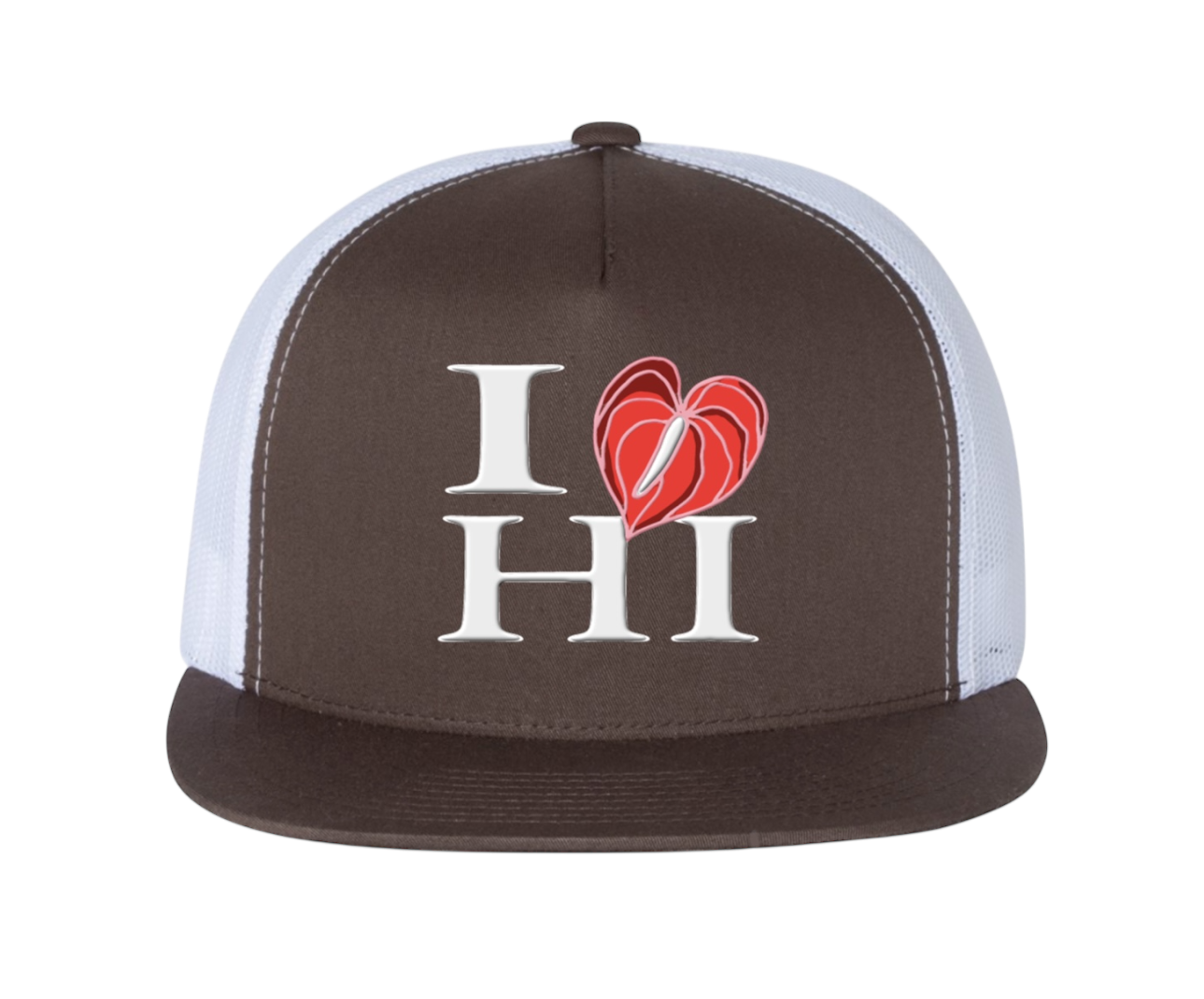 I❤️HI Trucker Hats Embroidered Logo (Brown/White)