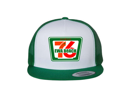 7-11 Ewa Beach Trucker Hat Embroidered Logo (Green/White)