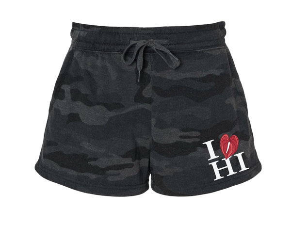 Women’s Shorts Embroidered logo (Black Camo)