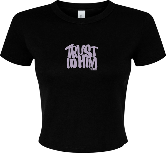 TRUST IN HIM Micro Rib Baby Tee (Black) Puff Ink