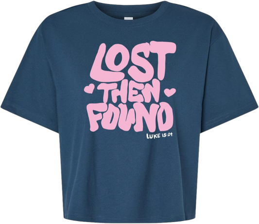 LOST THEN FOUND Jersey boxy Tee PUFF paint logo (Sea Blue)