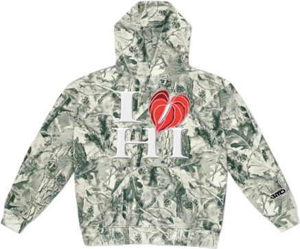 I LOVE HI Premium Heavyweight Hoodie Puff Ink (Gray Real Camo)